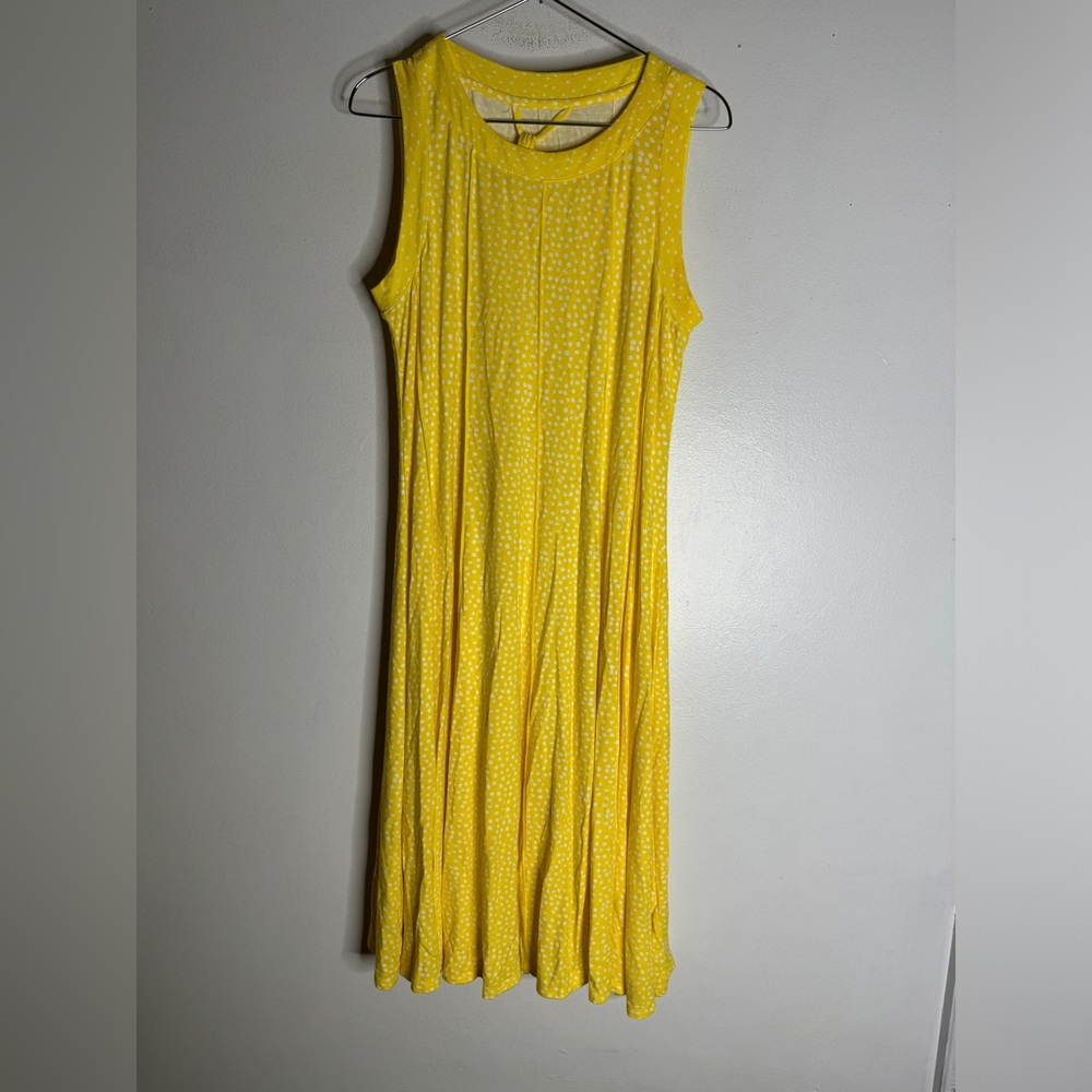 Soft Surroundings Tank Midi‎ Dress Yellow White Polka Dots A Line Shift Sz M CP